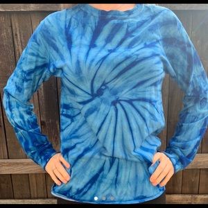 Blue tie dye save the whales long sleeve